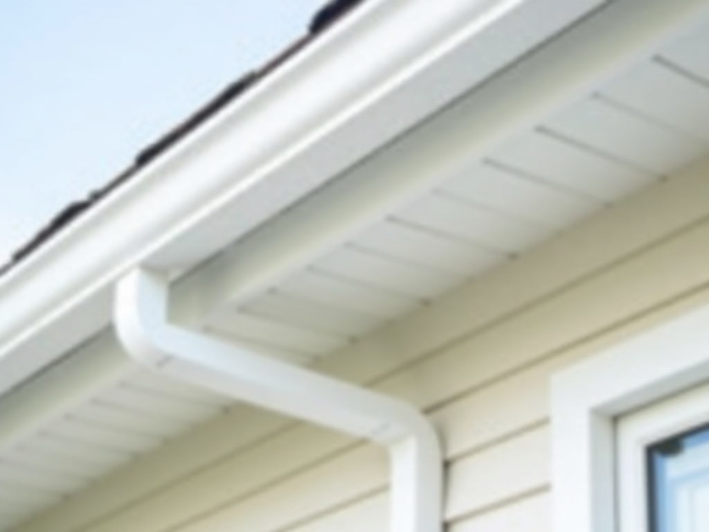 Freshly repaired soffit panels showing clean professional finish